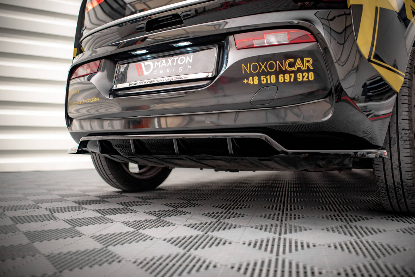 Mittlerer Diffusor Heck Ansatz DTM Look für BMW i3 Mk1 Facelift schwarz matt