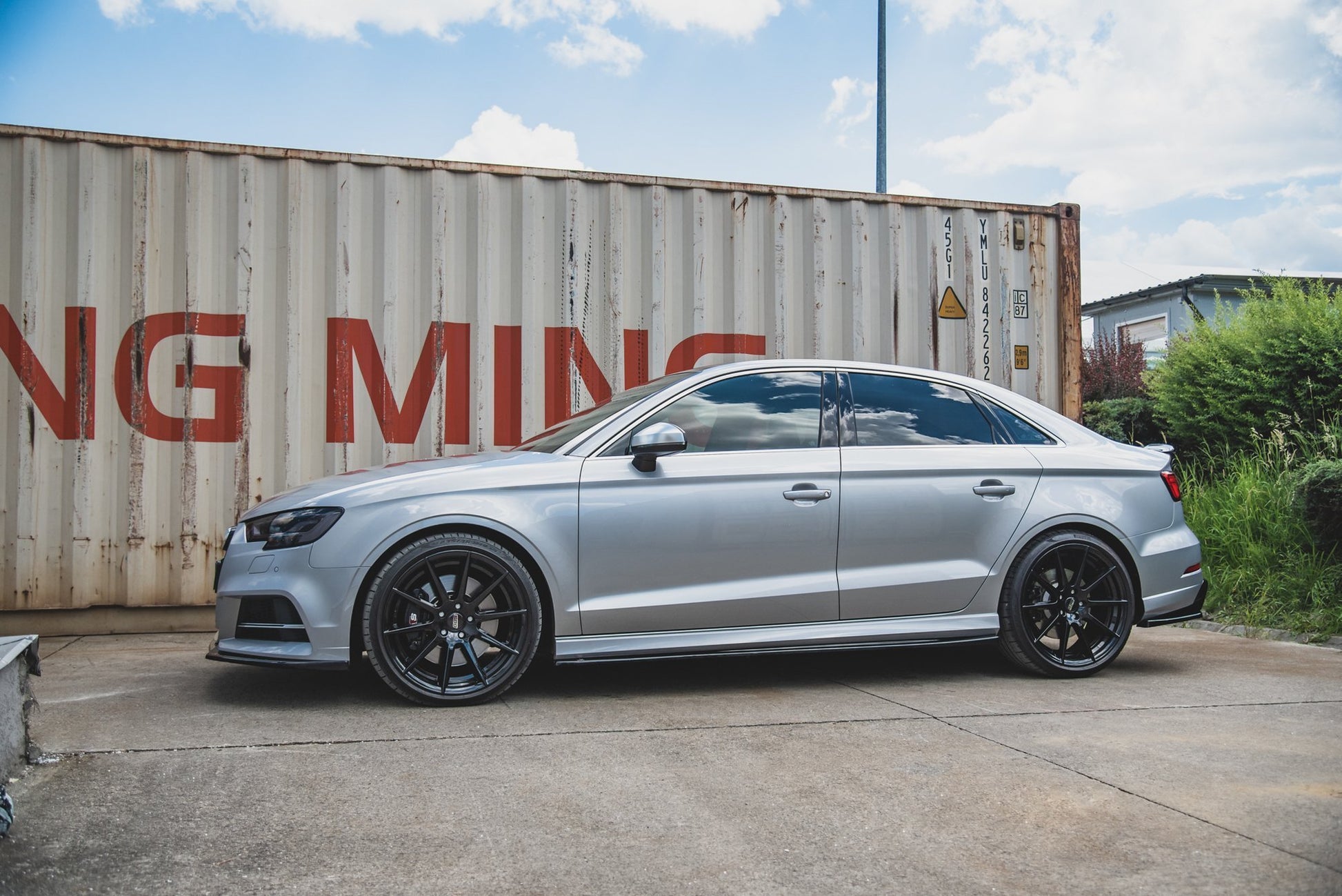 Seitenschweller Ansatz für V.2 für Audi S3 / A3 S-Line Limousine 8V Facelift Carbon Look