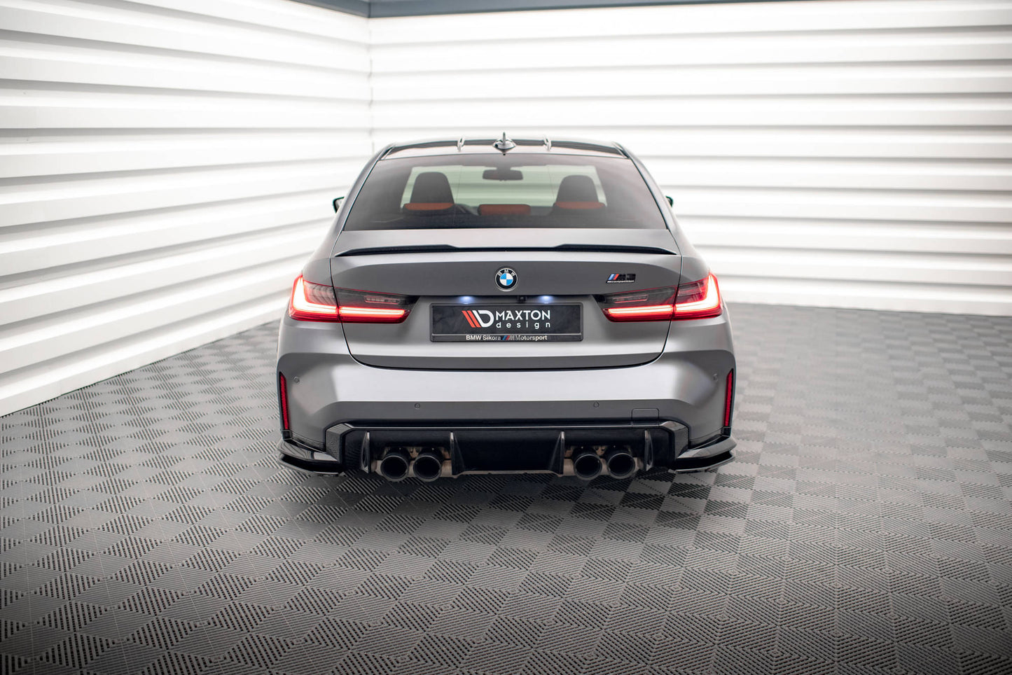 Heck Ansatz Flaps Diffusor V.1 für BMW M3 G80 schwarz Hochglanz