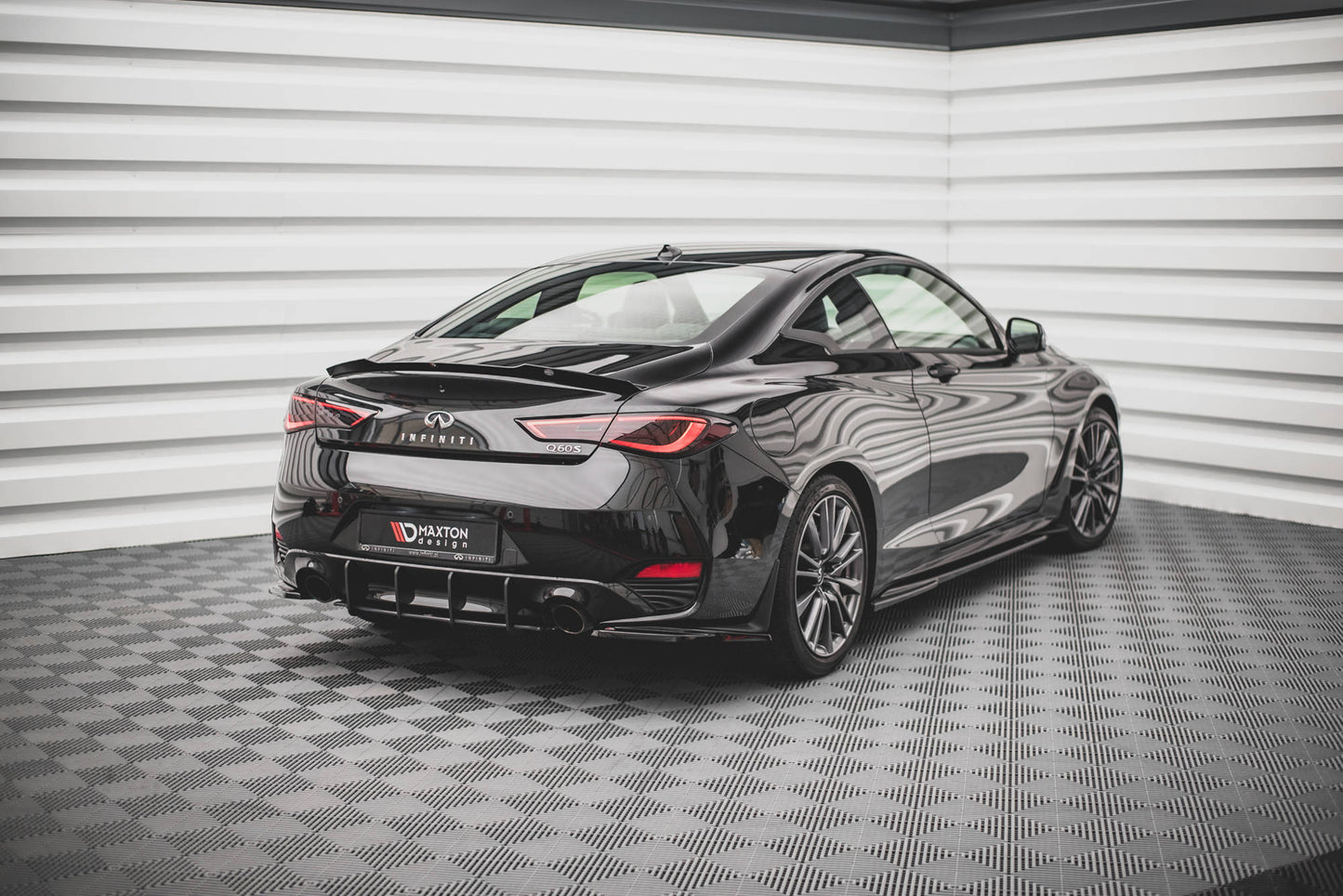 Heck Ansatz Flaps Diffusor für Infiniti Q60 S Mk2 Carbon Look