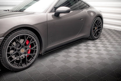 Seitenschweller Ansatz für Porsche 911 Carrera 4S 992 schwarz Hochglanz