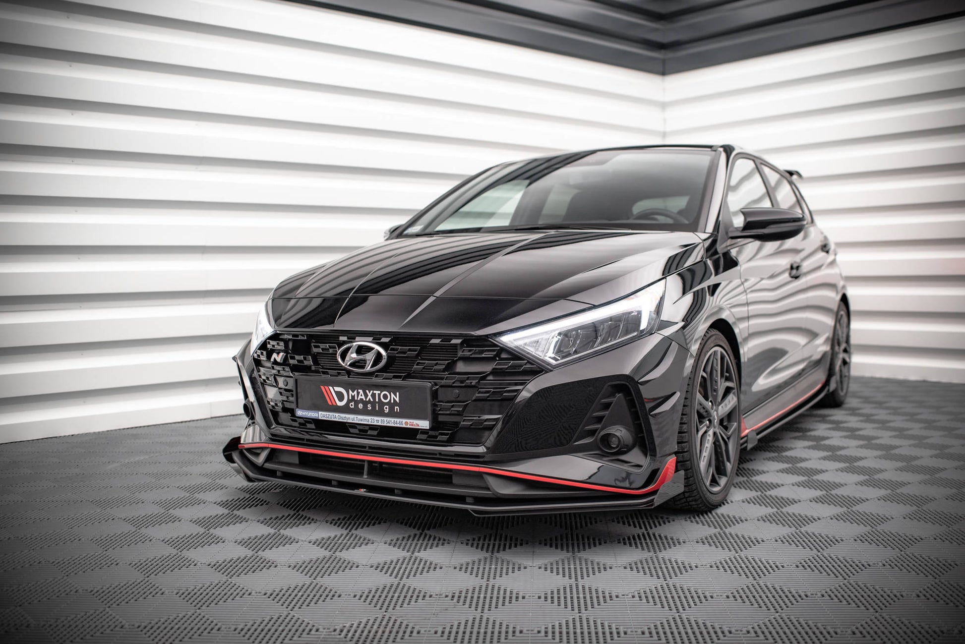 Street Pro Front Ansatz für +Flaps für V.1 + Flaps Hyundai I20 N Mk3 schwarz Hochglanz