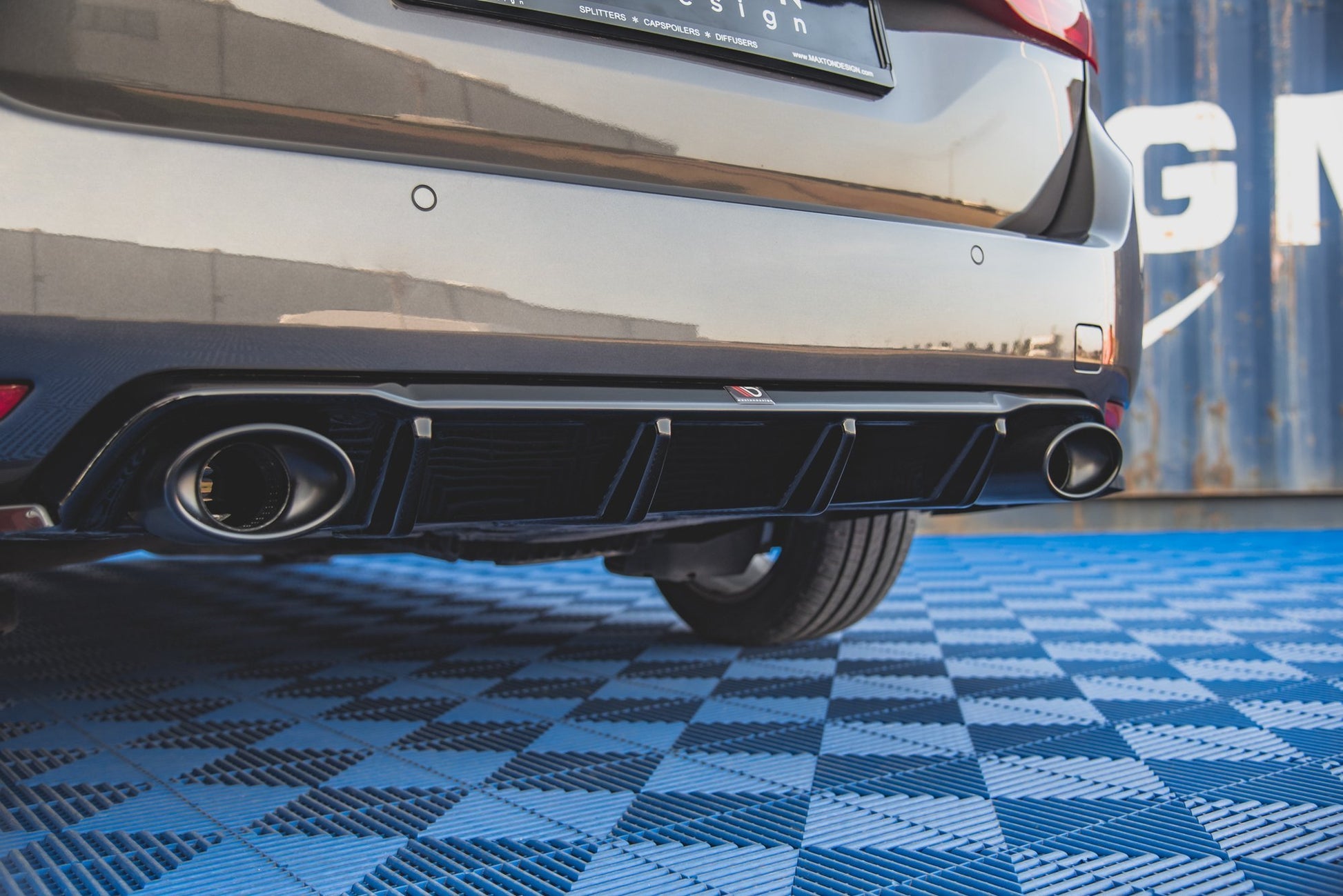 Diffusor Heck Ansatz für + Endschalldampfer Sportauspuff Attrappe Peugeot 308 SW Mk2 Facelift