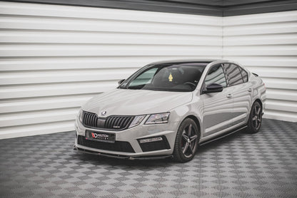 Front Ansatz V.3 für Skoda Octavia RS Mk3 Facelift schwarz Hochglanz