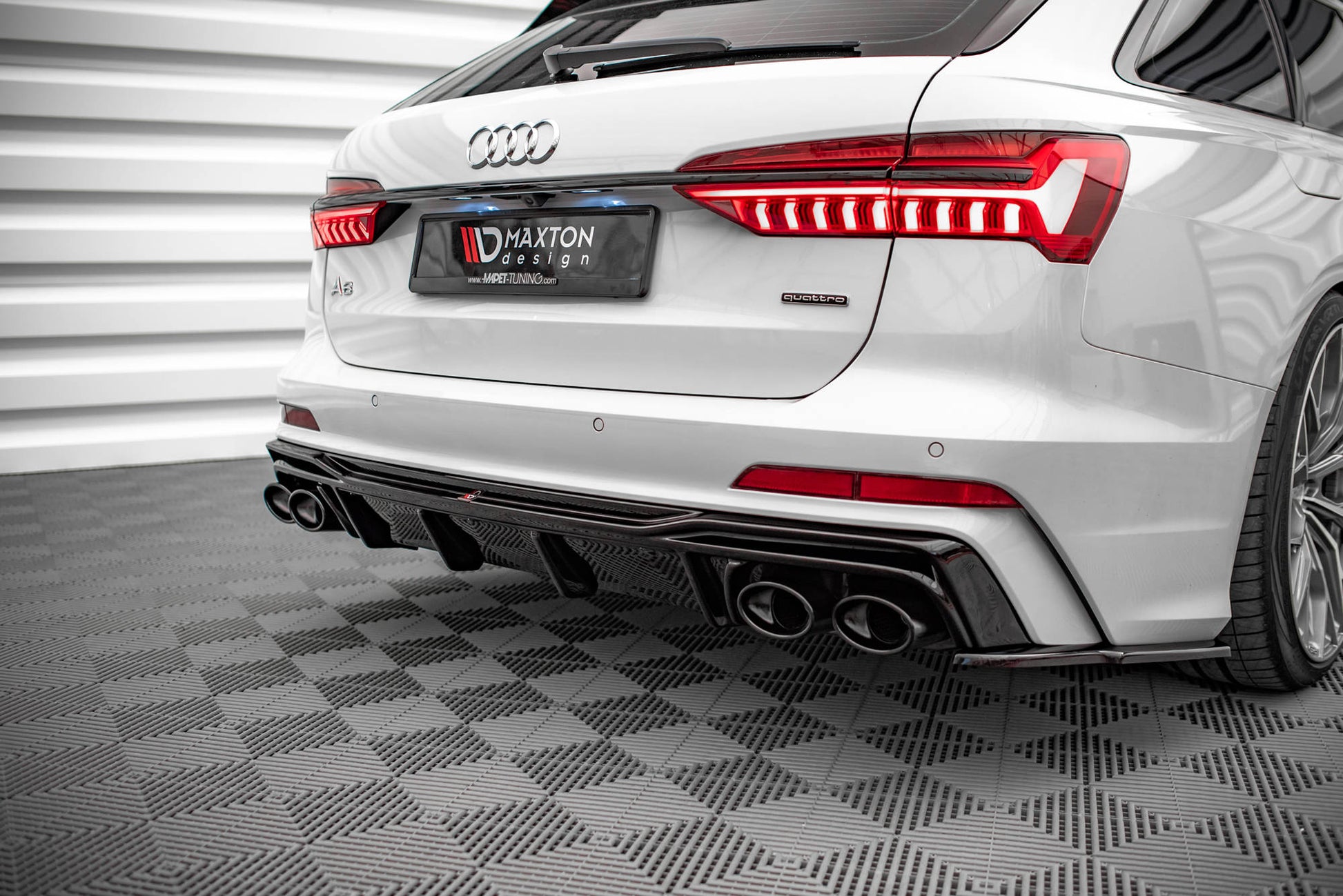 Diffusor Heck Ansatz für Audi S6 / A6 S-Line C8 schwarz Hochglanz