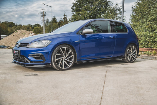 Robuste Racing Seitenschweller Ansatz für für + Flaps VW Golf 7 R / R-Line Facelift schwarz Hochglanz