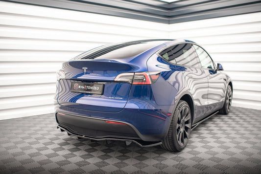 Mittlerer Diffusor Heck Ansatz DTM Look für Tesla Model Y schwarz Hochglanz