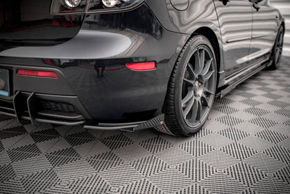 Street Pro Heck Ansatz Flaps Diffusor +Flaps für Mazda 3 MPS Mk1 schwarz Hochglanz