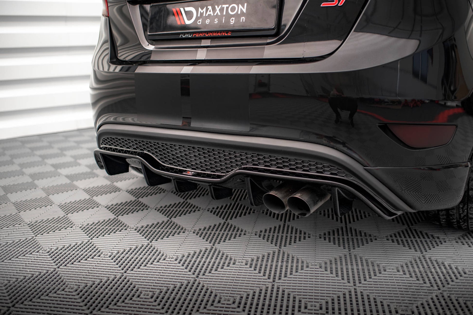 Diffusor Heck Ansatz für Ford Fiesta ST (5-Türige version) Mk7 Facelift schwarz matt