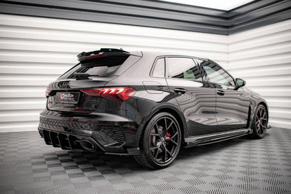 Street Pro Heck Ansatz Flaps Diffusor +Flaps für Audi RS3 Sportback 8Y schwarz Hochglanz