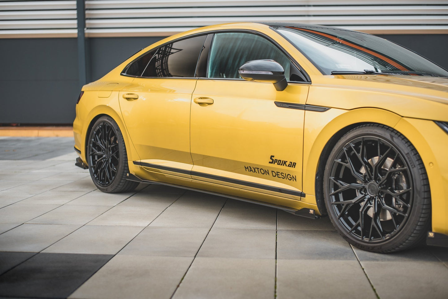 Robuste Racing Seitenschweller Ansatz für für + Flaps Volkswagen Arteon R-Line schwarz Hochglanz