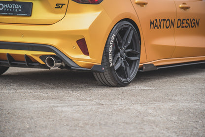 Robuste Racing Heck Ansatz Flaps Diffusor +Flaps für Ford Focus ST Mk4 schwarz Hochglanz