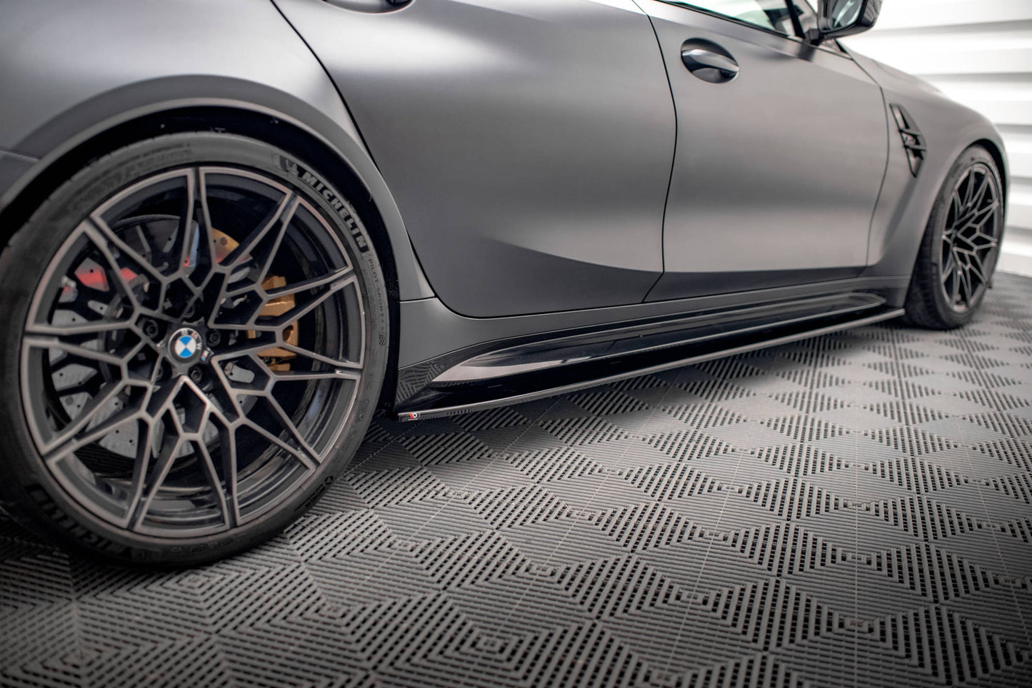 Seitenschweller Ansatz für V.1 für BMW M3 G80 schwarz Hochglanz