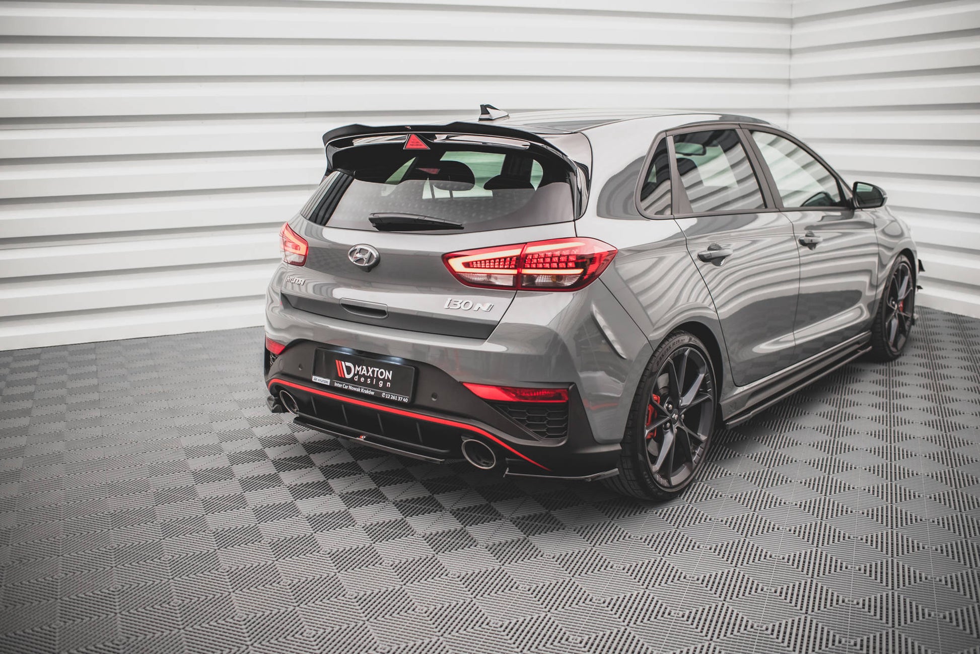 Mittlerer Diffusor Heck Ansatz für Hyundai I30 N Hatchback Mk3 Facelift Carbon Look