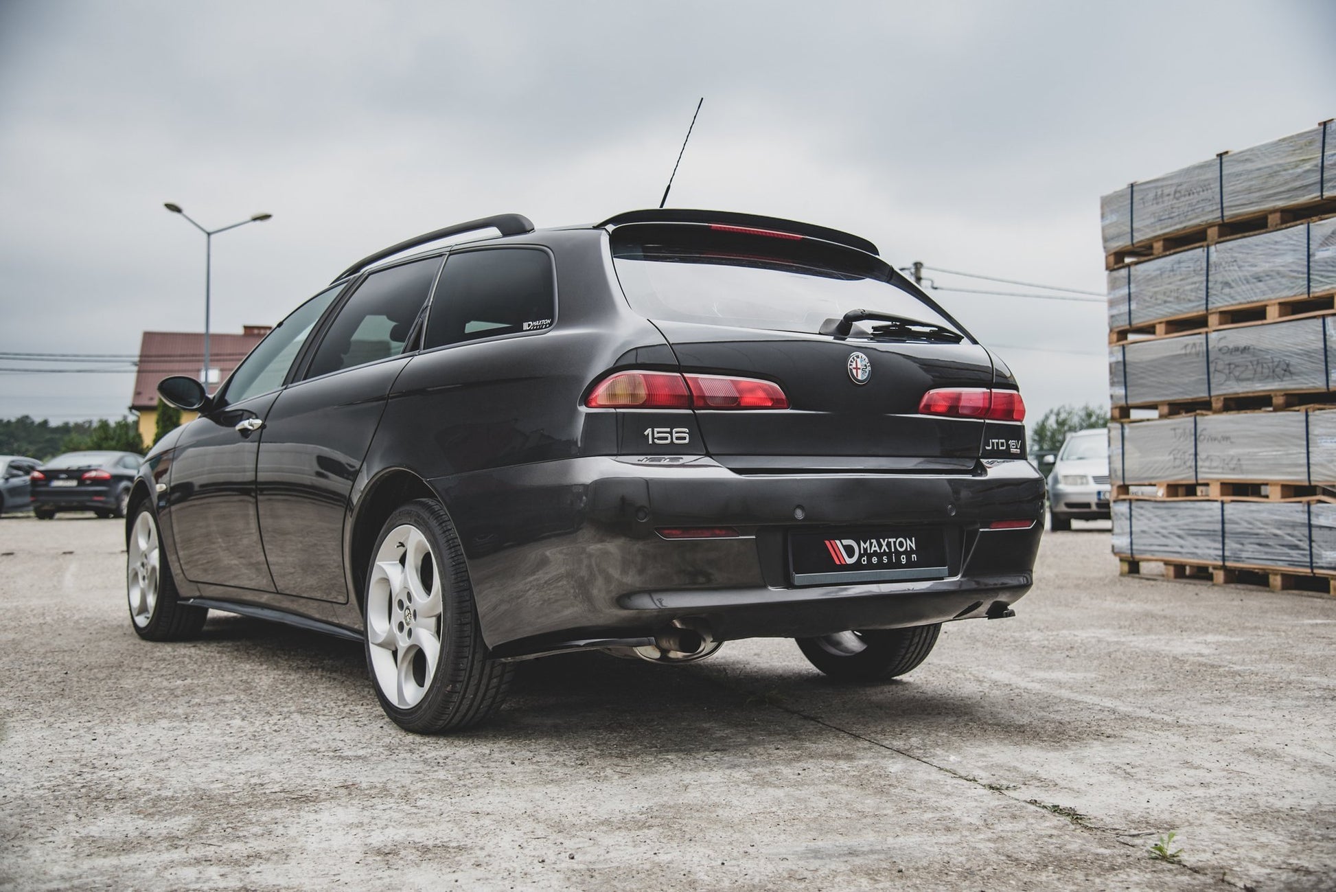 Heck Ansatz Flaps Diffusor für Alfa Romeo 156 SW Facelift schwarz matt