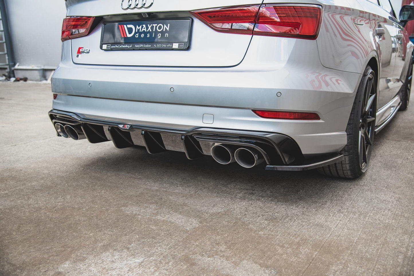 Diffusor Heck Ansatz für Audi S3 Limousine 8V Facelift schwarz matt