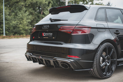 Heck Ansatz Flaps Diffusor V.2 für Audi RS3 8V Sportback Facelift Carbon Look
