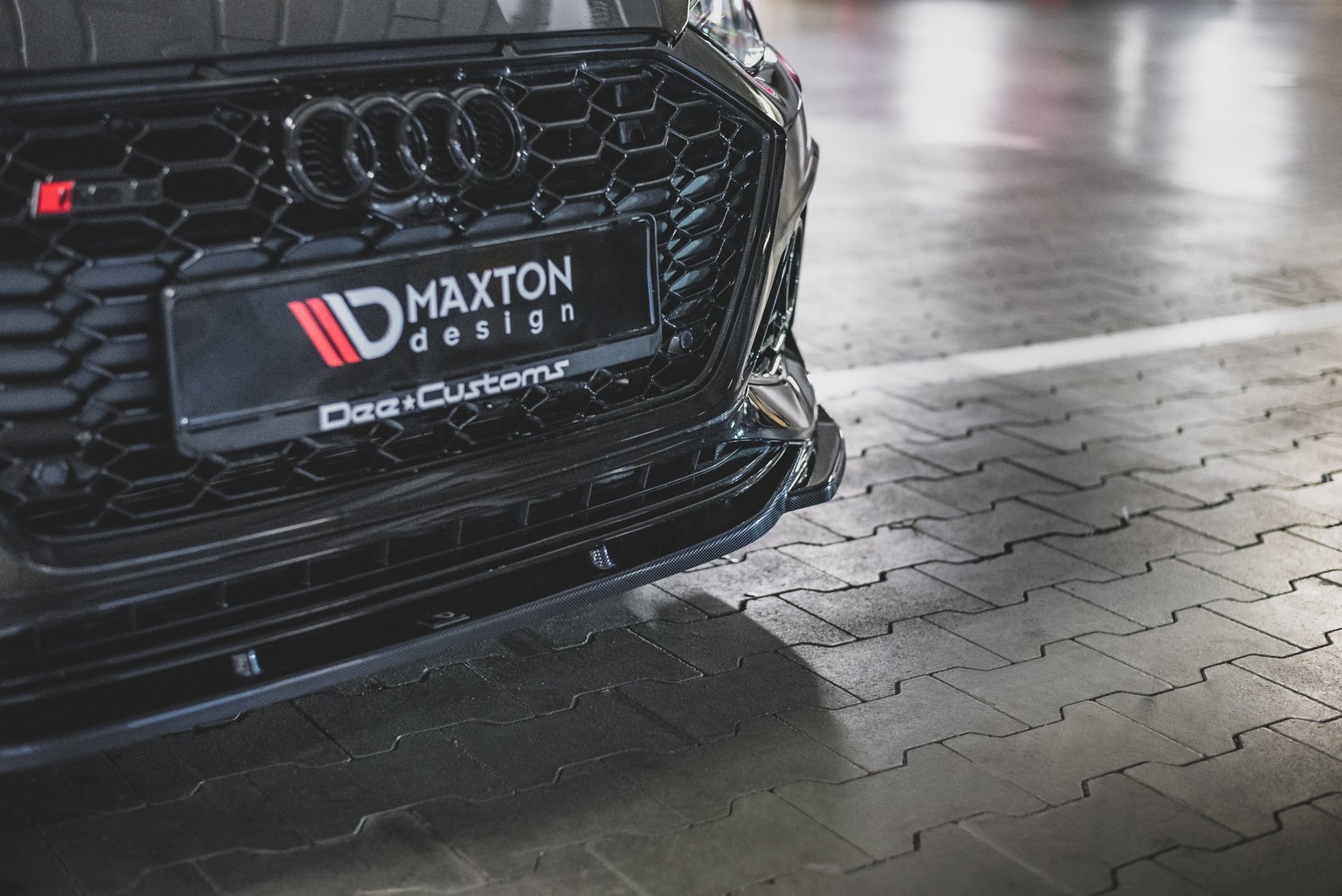 Front Ansatz V.3 für Audi RS5 F5 Facelift schwarz Hochglanz
