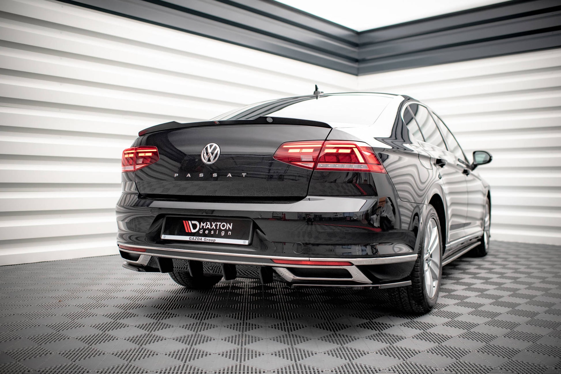 Diffusor Heck Ansatz für Volkswagen Passat B8 Facelift schwarz matt