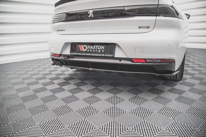 Mittlerer Diffusor Heck Ansatz DTM Look für Peugeot 508 GT-Line Mk2 schwarz Hochglanz