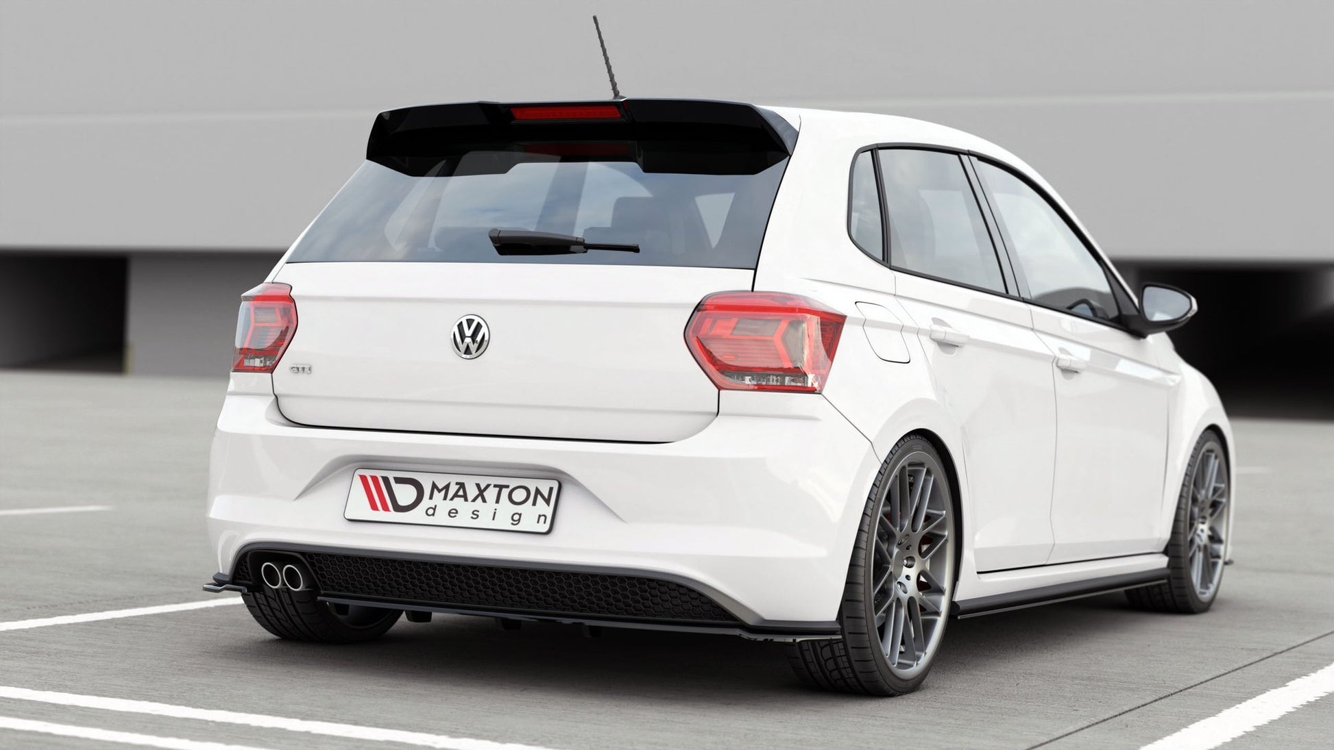 Mittlerer Diffusor Heck Ansatz DTM Look für VW Polo 6 GTI Mk6 schwarz matt