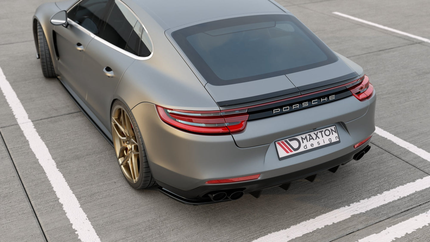Heck Ansatz Flaps Diffusor für Porsche Panamera GTS 971 schwarz Hochglanz
