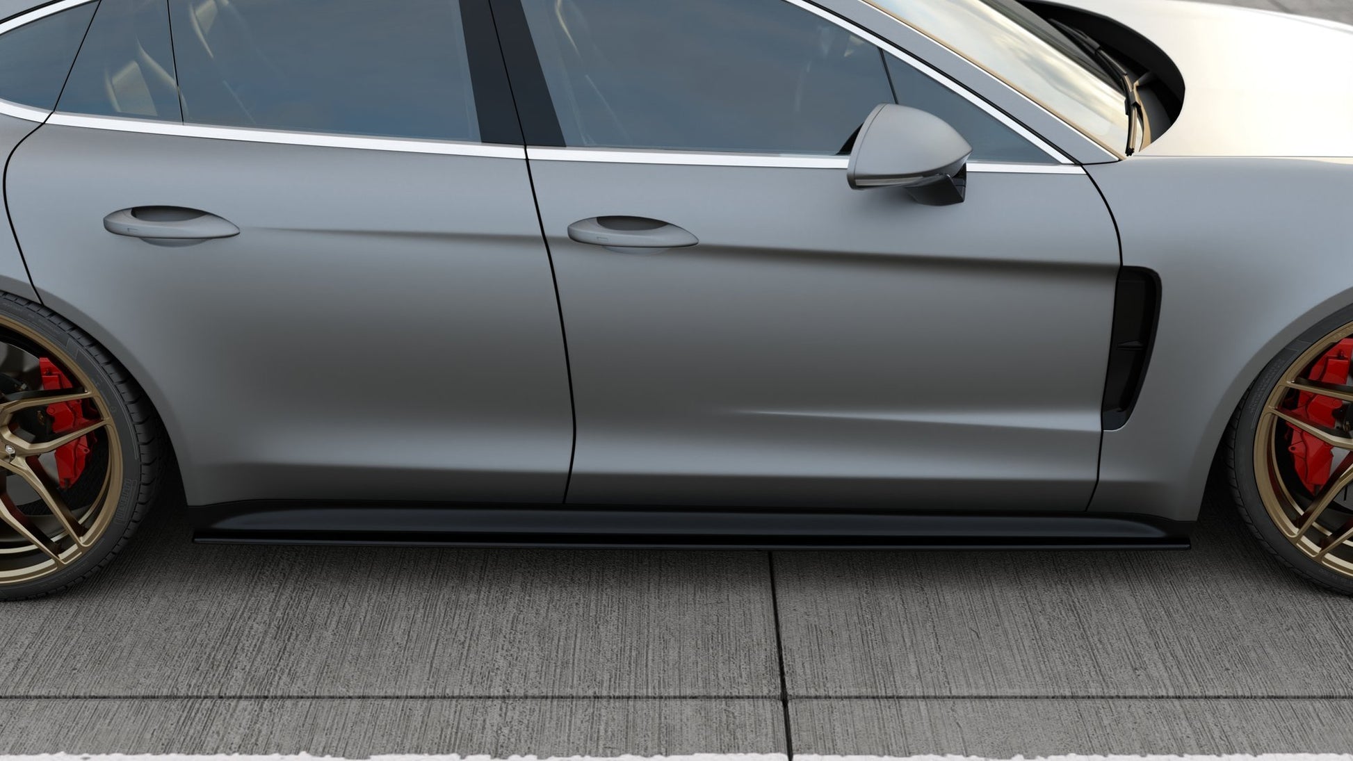 Seitenschweller Ansatz für Porsche Panamera GTS 971 schwarz matt