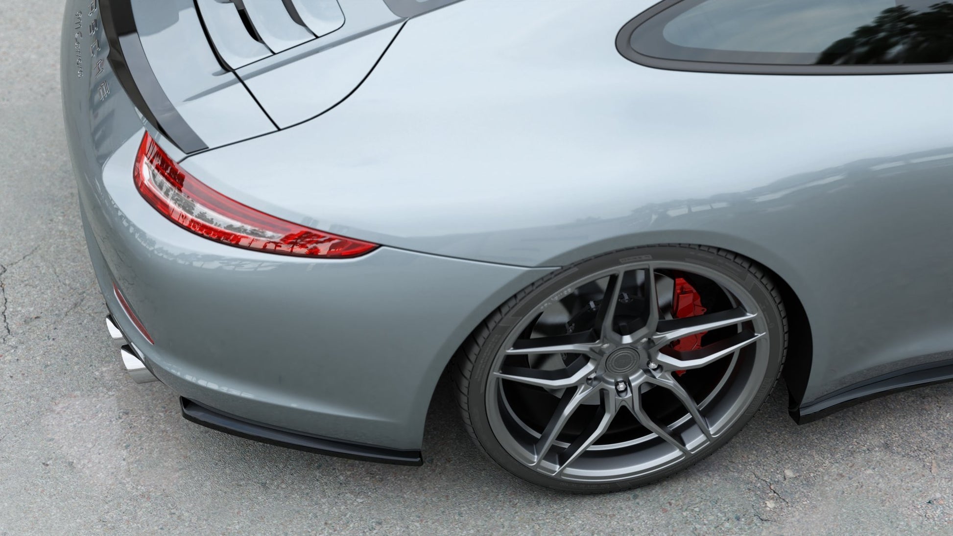 Heck Ansatz Flaps Diffusor für Porsche 911 Carrera 991 schwarz Hochglanz