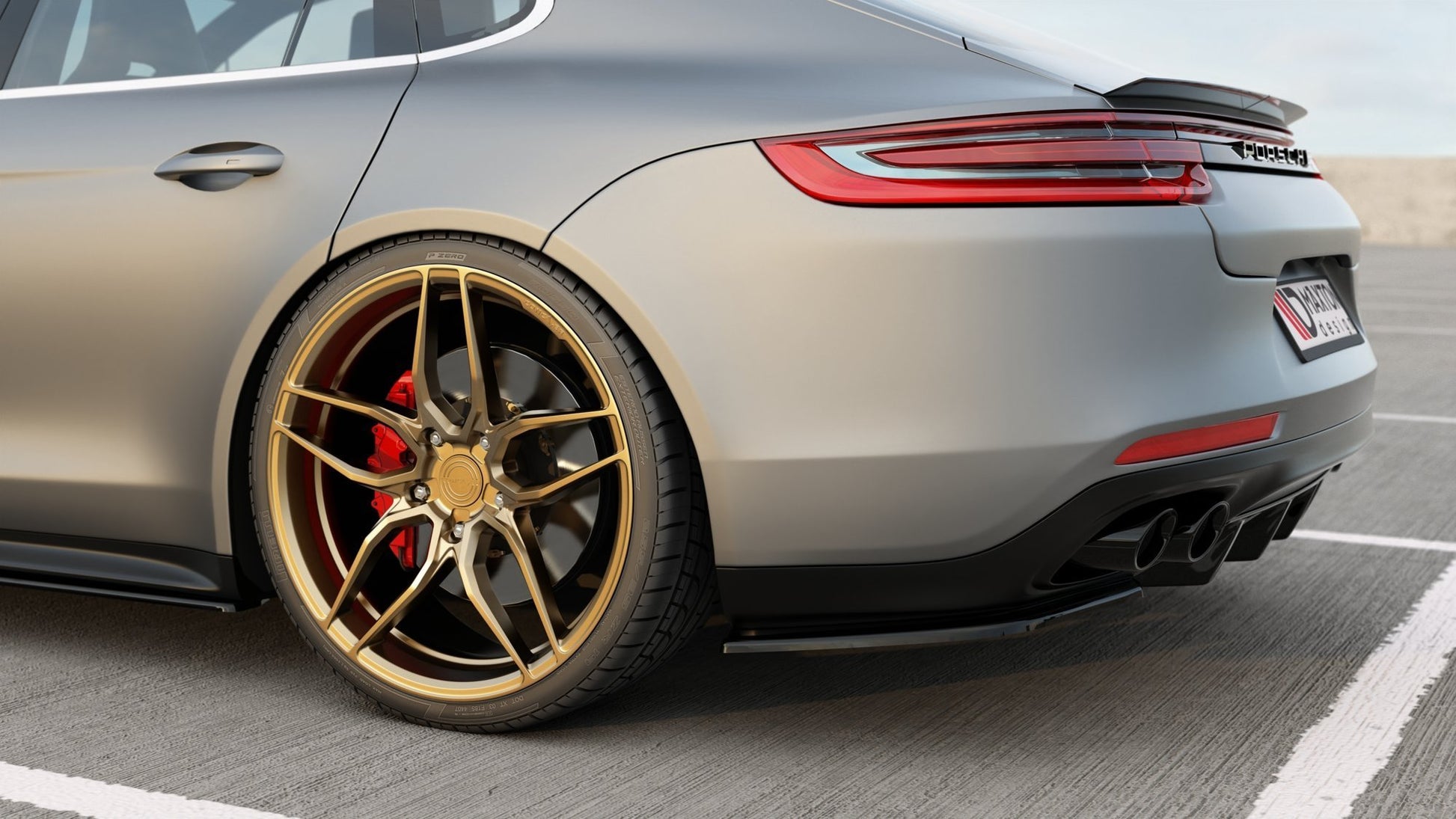 Heck Ansatz Flaps Diffusor für Porsche Panamera GTS 971 Carbon Look