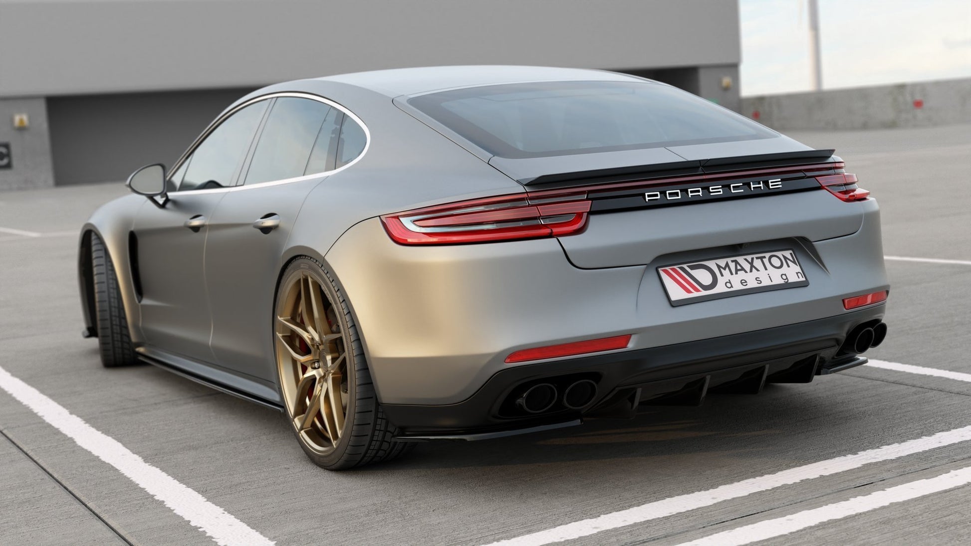 Diffusor Heck Ansatz für Porsche Panamera GTS 971 schwarz matt