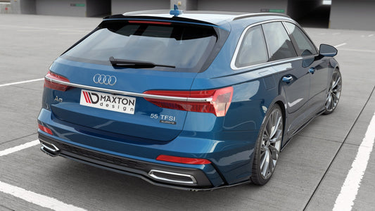 Mittlerer Diffusor Heck Ansatz für Audi A6 S-Line Avant C8 schwarz Hochglanz