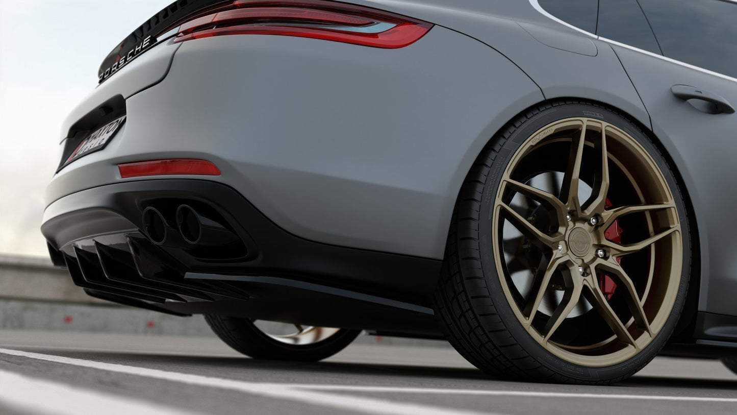 Heck Ansatz Flaps Diffusor für Porsche Panamera GTS 971 Carbon Look