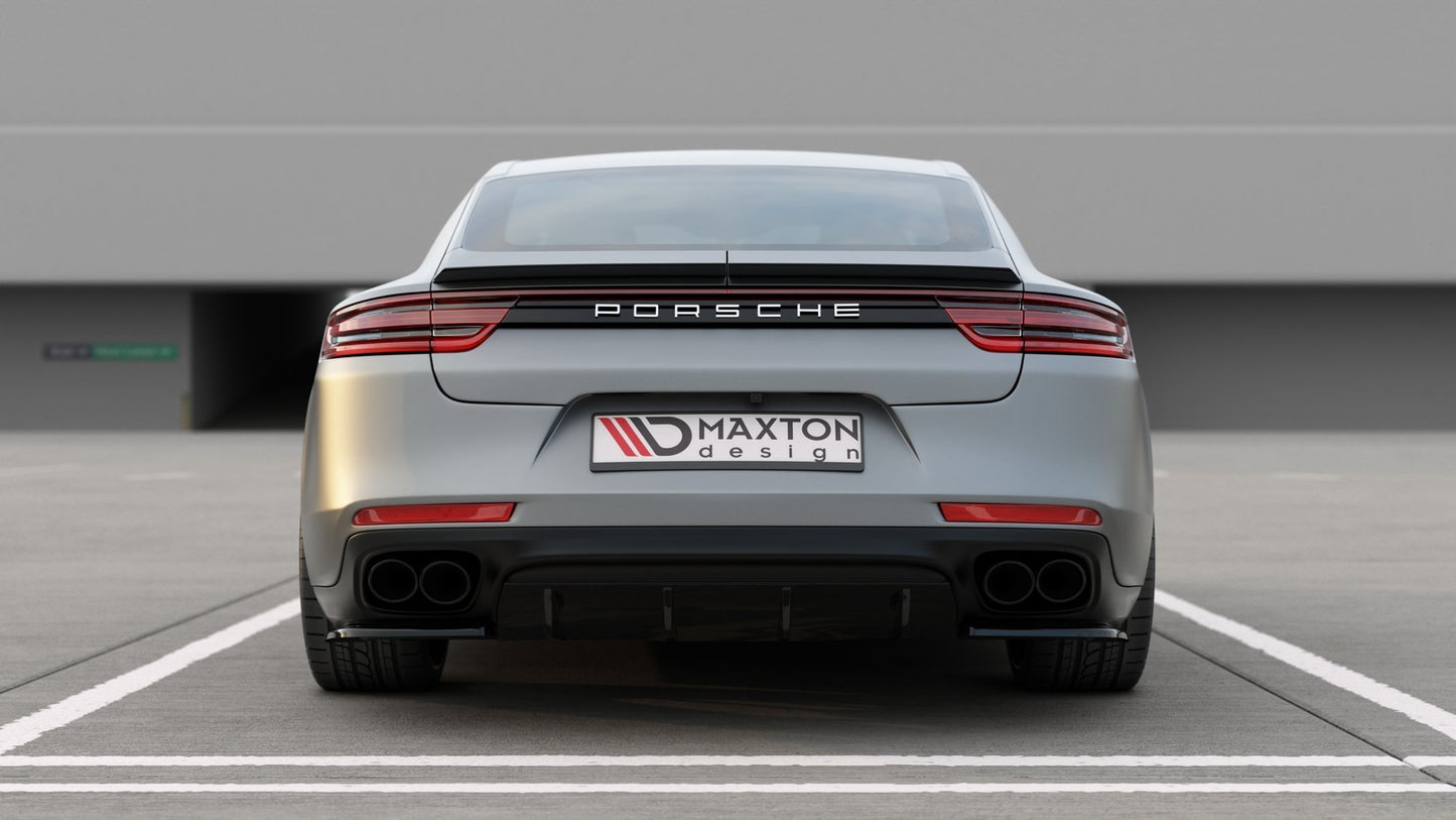 Heck Ansatz Flaps Diffusor für Porsche Panamera GTS 971 schwarz Hochglanz