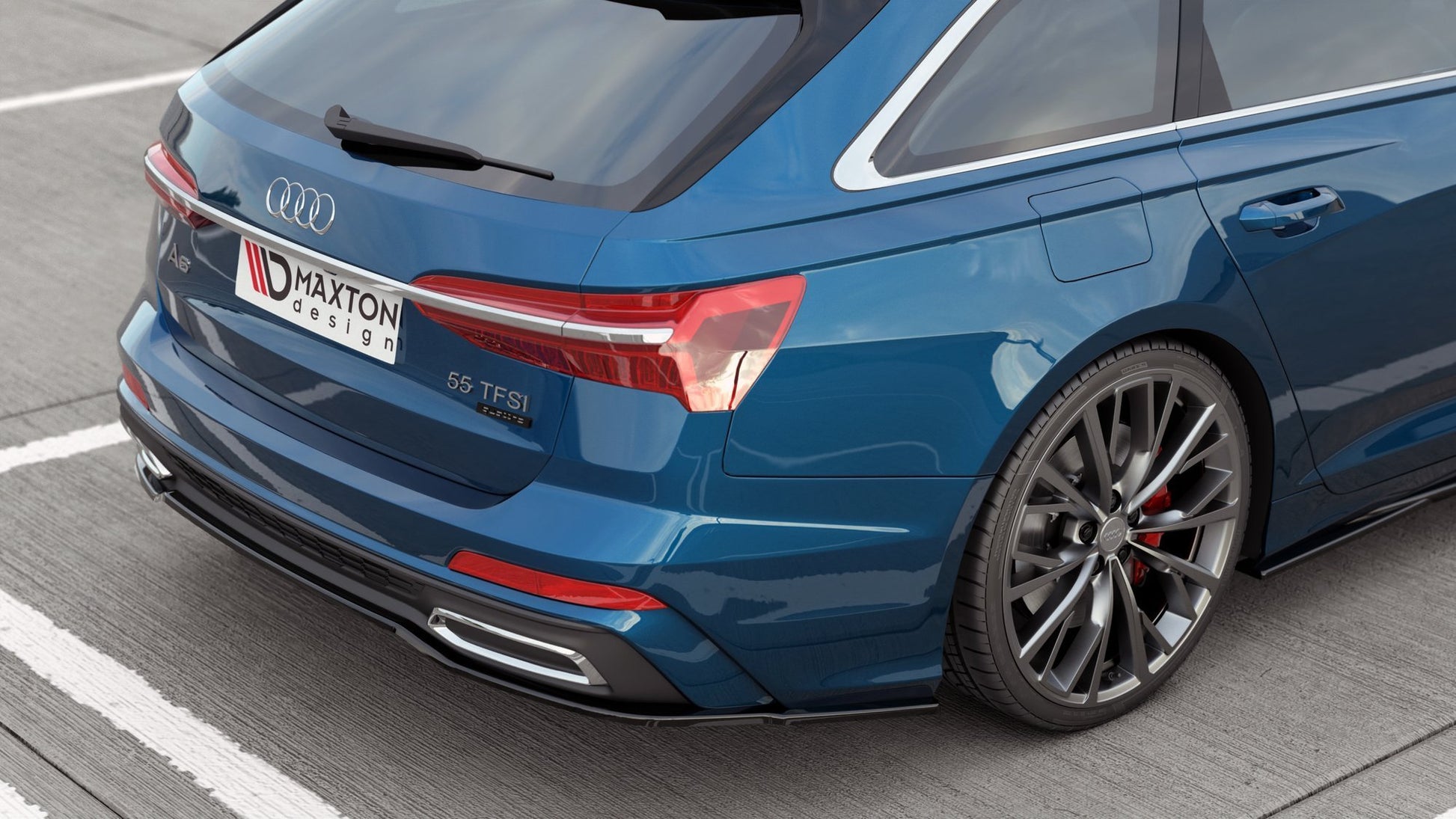 Mittlerer Diffusor Heck Ansatz für Audi A6 S-Line Avant C8 schwarz matt