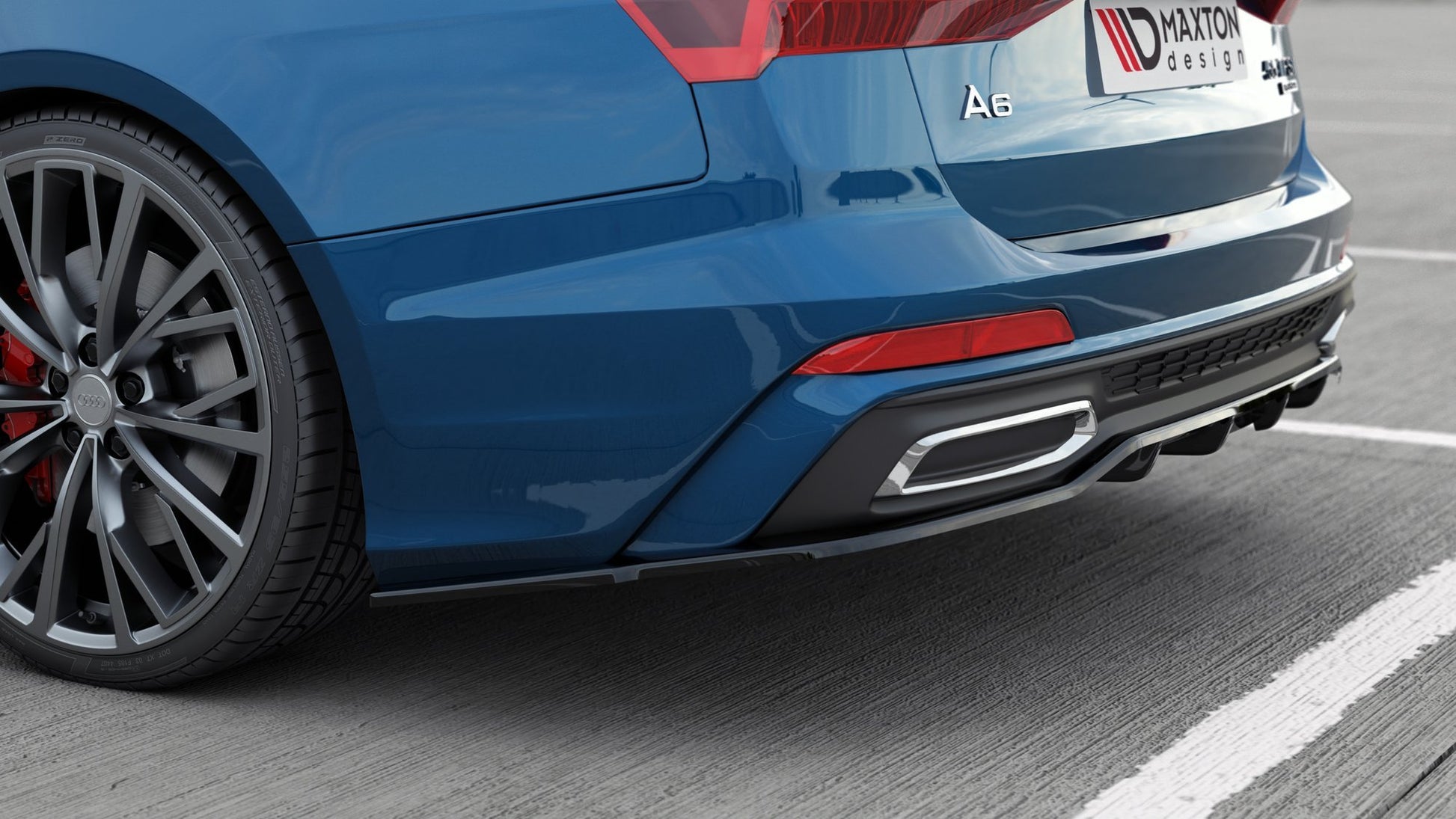 Mittlerer Diffusor Heck Ansatz DTM Look für Audi A6 S-Line Avant C8 schwarz Hochglanz