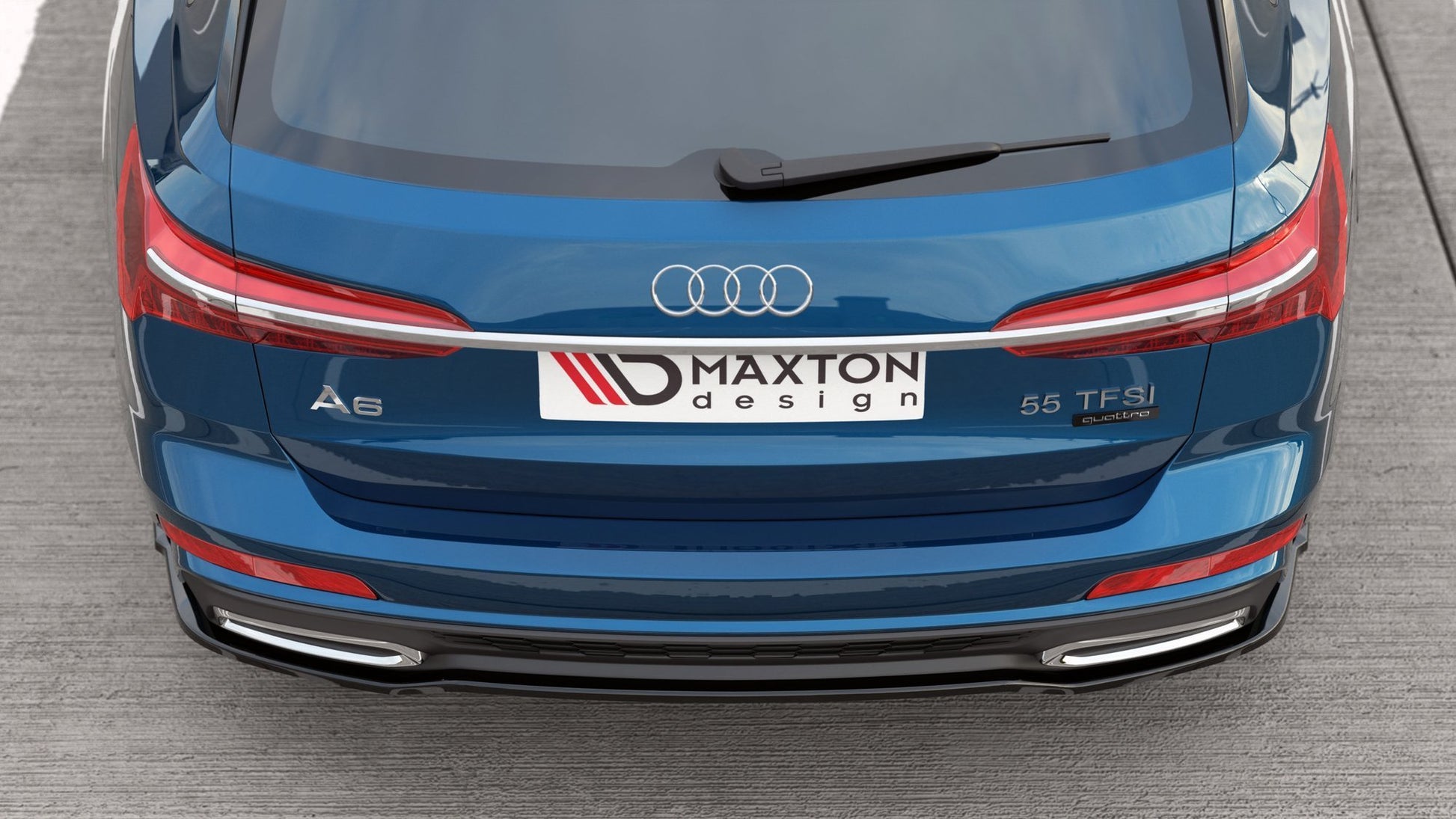 Mittlerer Diffusor Heck Ansatz für Audi A6 S-Line Avant C8 Carbon Look