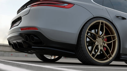 Heck Ansatz Flaps Diffusor für Porsche Panamera GTS 971 schwarz matt