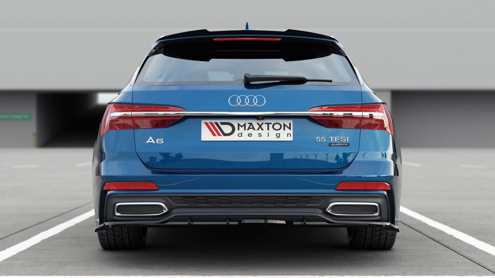 Mittlerer Diffusor Heck Ansatz DTM Look für Audi A6 S-Line Avant C8 schwarz matt