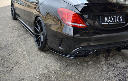 Heck Ansatz Flaps Diffusor für MERCEDES- BENZ C43 AMG W205 schwarz matt