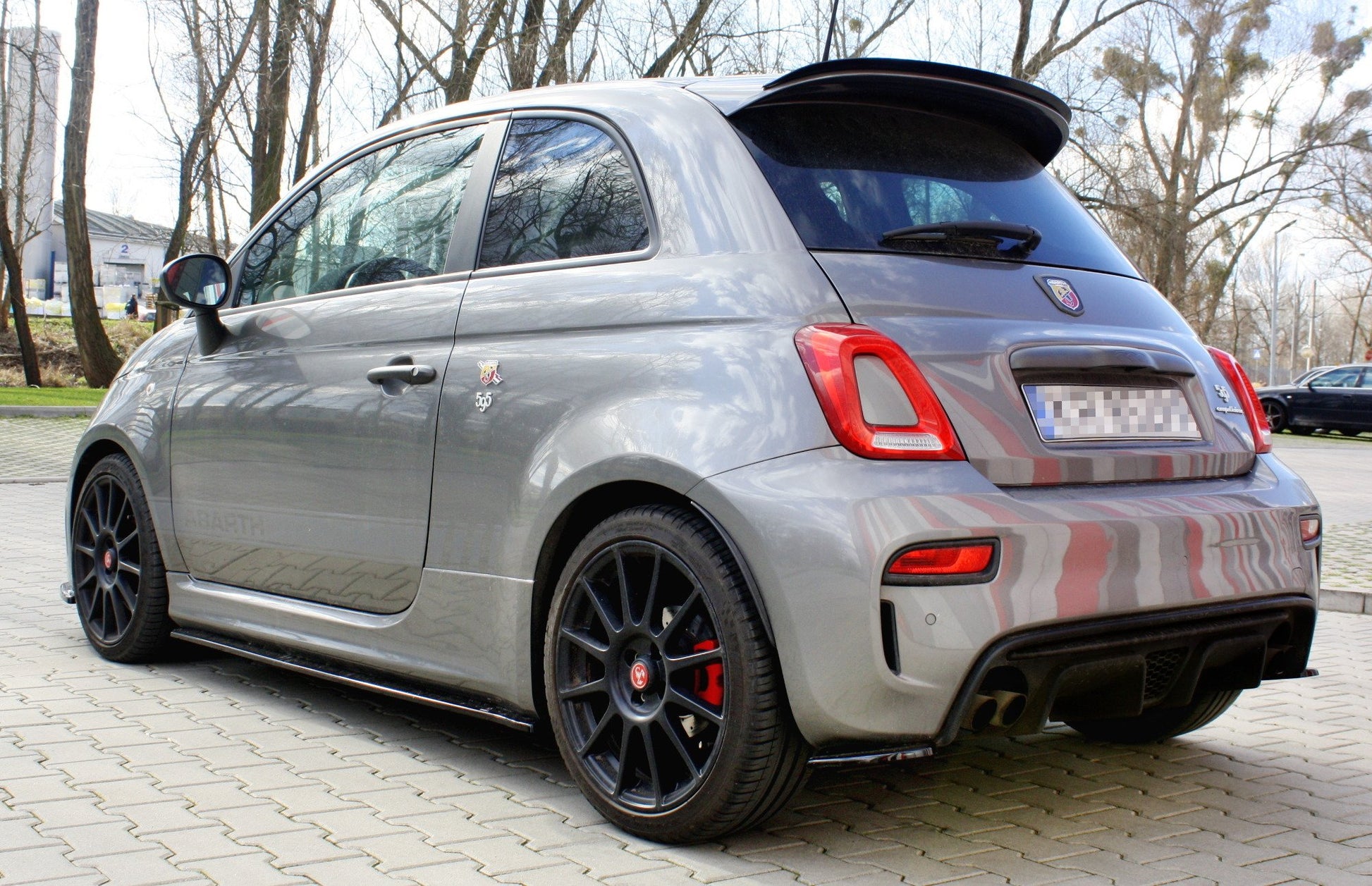 Heck Ansatz Flaps Diffusor für FIAT 500 ABARTH MK1 FACELIFT schwarz Hochglanz