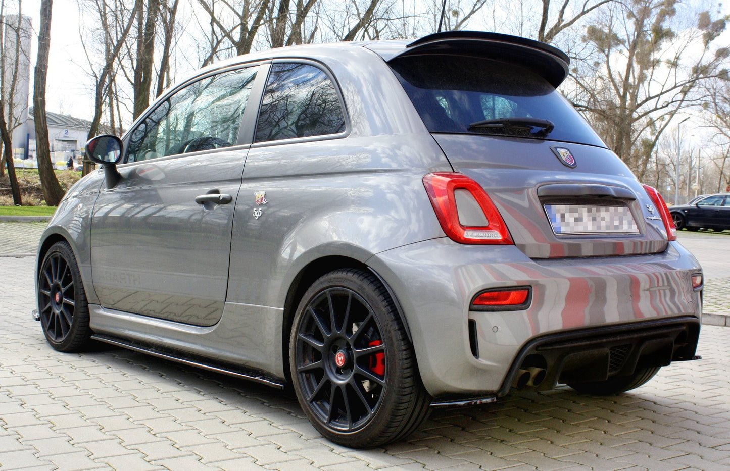 Heck Ansatz Flaps Diffusor für FIAT 500 ABARTH MK1 FACELIFT schwarz matt