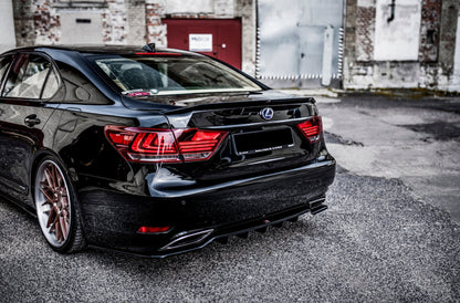 Mittlerer Diffusor Heck Ansatz DTM Look für Lexus LS Mk4 Facelift schwarz matt