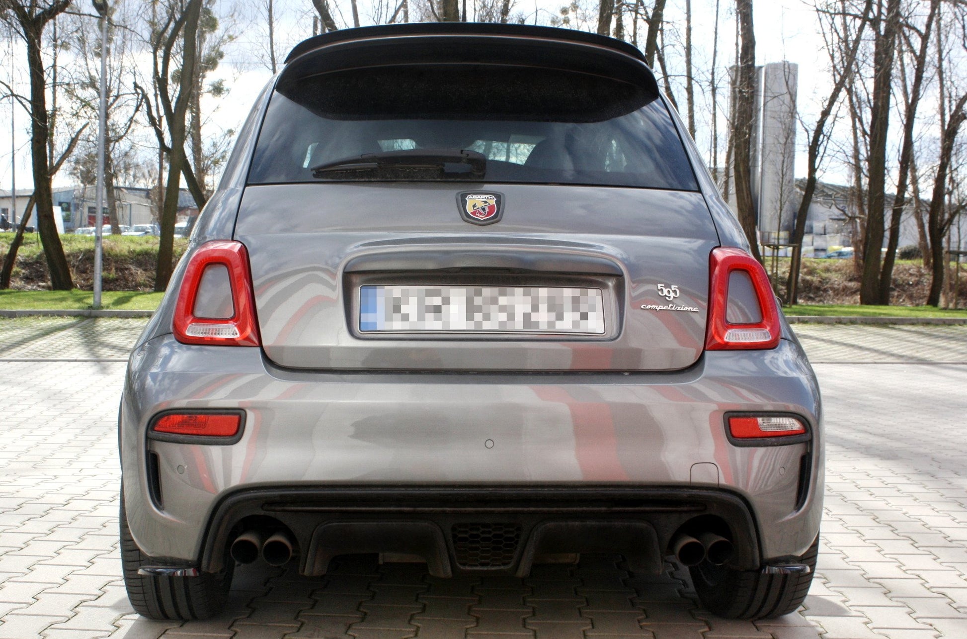 Heck Ansatz Flaps Diffusor für FIAT 500 ABARTH MK1 FACELIFT Carbon Look