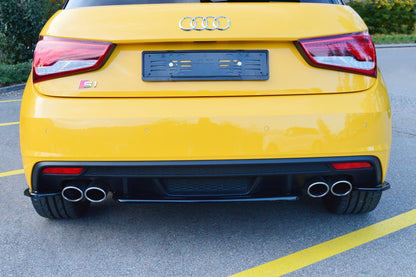 Mittlerer Diffusor Heck Ansatz für Audi S1 8X schwarz Hochglanz