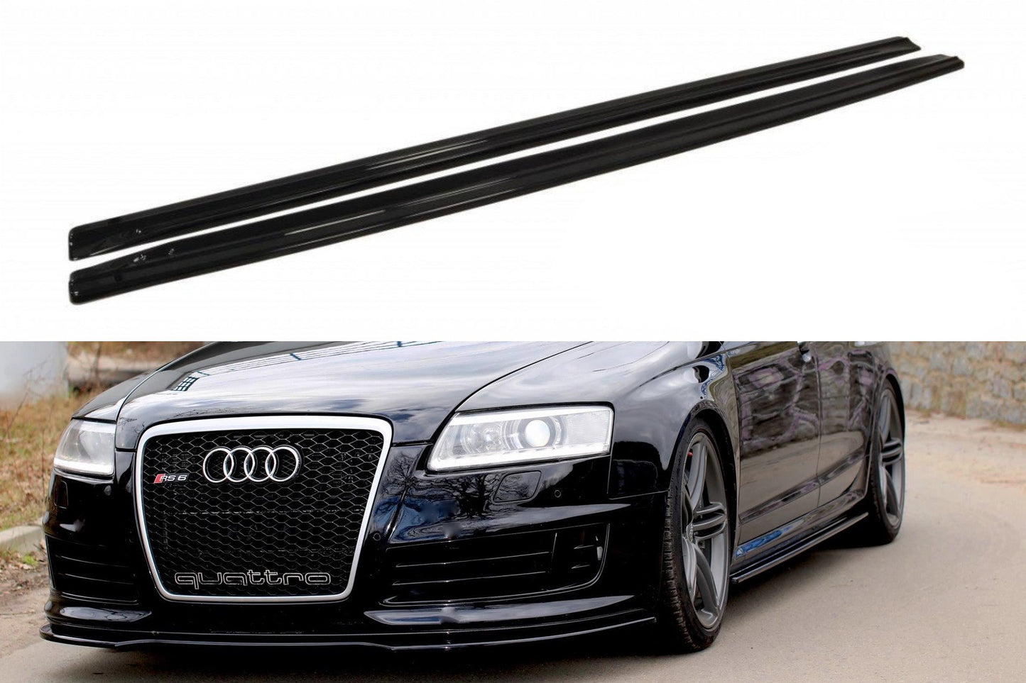 Seitenschweller Ansatz für Audi RS6 C6 schwarz matt