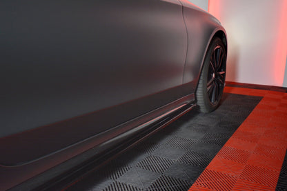 Seitenschweller Ansatz für MERCEDES- BENZ C-KLASSE W205 COUPE AMG-LINE schwarz Hochglanz