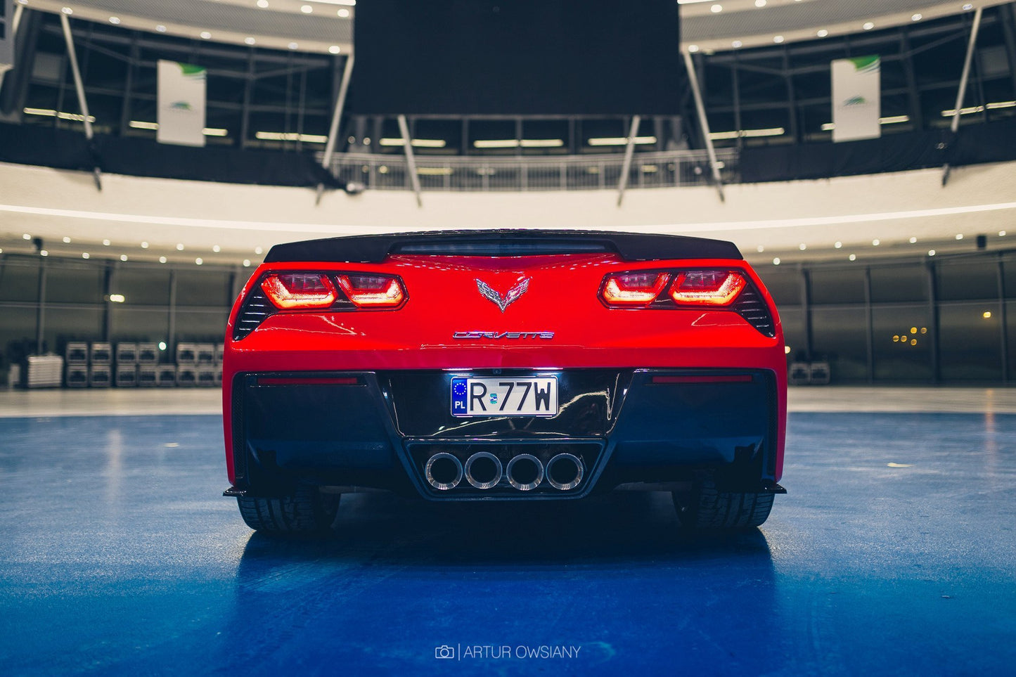 Heck Ansatz Flaps Diffusor V.1 für CHEVROLET CORVETTE C7  schwarz Hochglanz