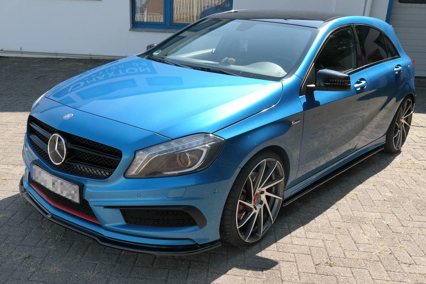 Seitenschweller Ansatz für Mercedes W176 AMG-LINE vor Facelift schwarz Hochglanz