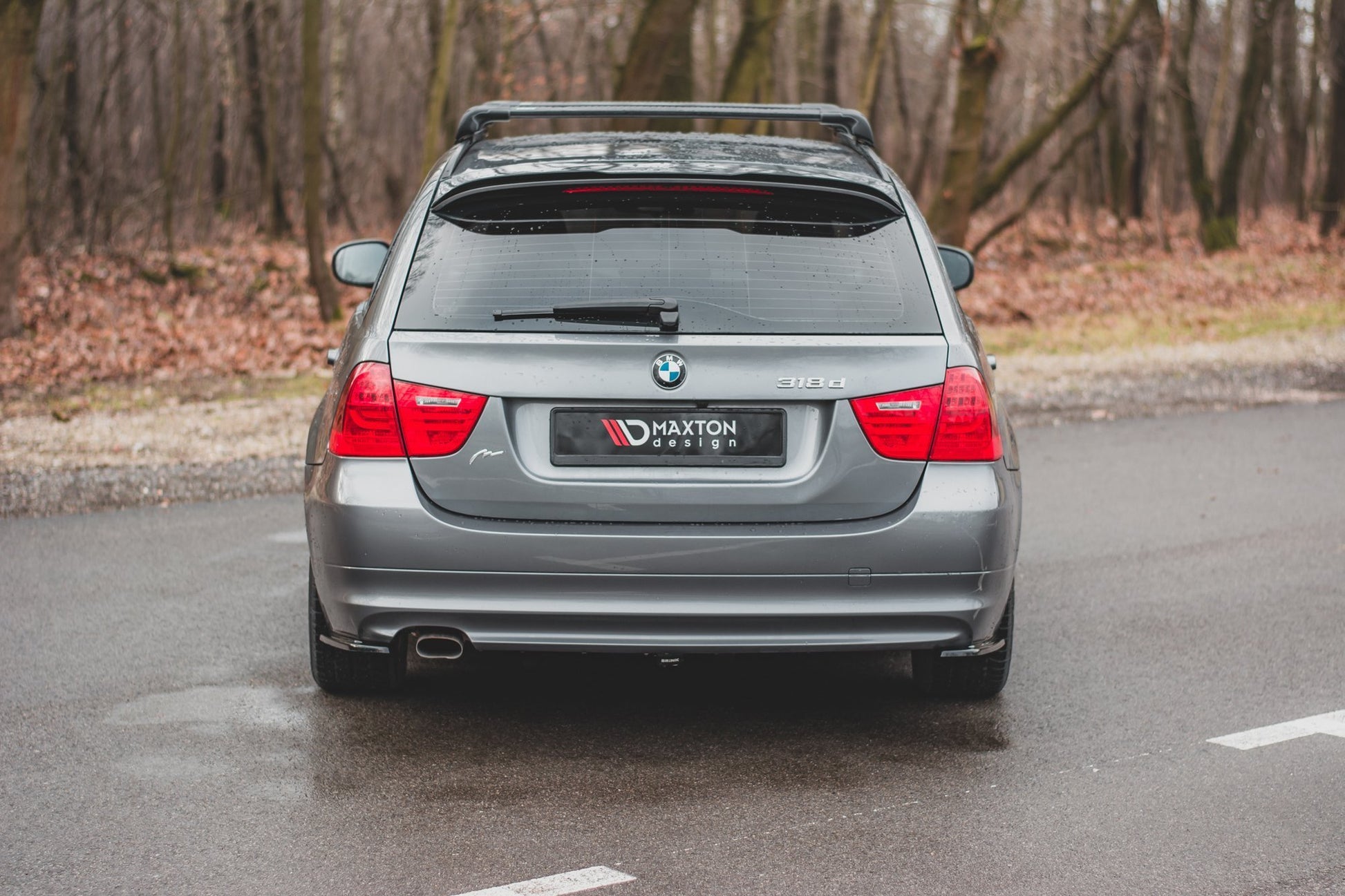 Heck Ansatz Flaps Diffusor für BMW 3er E91 Facelift schwarz matt