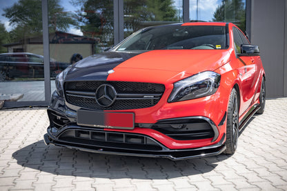 Front Ansatz V.2 für Mercedes-Benz A45 Aero W176 Facelift schwarz Hochglanz